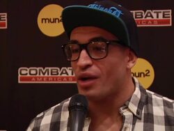 INTERVIEW - J.C. Llamas on Royce Gracie at mun2 And Campbell McLaren Host Media Luncheon Introducing New MMA Reality Series "Combate Americas" Stock Footage