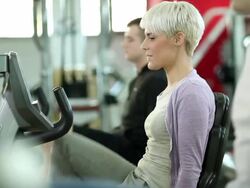 On the exercise bike Stock Footage