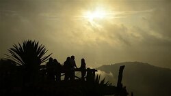 siluate of tourist at view point in doi angkhan mountrain, chiangmai Thailand Stock Footage