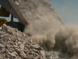 MS Shot of dump truck dumping its load / Namibia Stock Footage