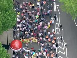 London Strikes - Rally Aerial Shots News Clip