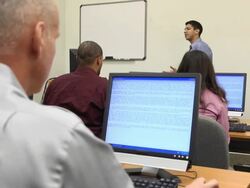 Latin Male Teaching Adult Students - WS Stock Footage