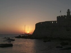 Mandraki Harbour at Sunrise Stock Footage