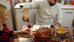 Families Have a Traditional Holiday Dinner Stock Footage