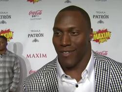 INTERVIEW: Takeo Spikes at Patron Presents The MAXIM Party Featuring Coca-Cola Zero Countdown With Paul Mitchell on 2/4/12 In Indianapolis, IN. Stock Footage