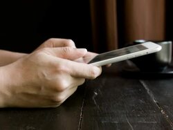 Man holding and touching digital tablet Stock Footage