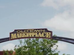 Old Town Marketplace arch and sign Stock Footage