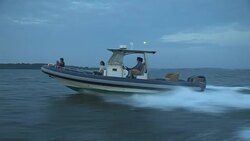 A yacht speeds across Narragansett Bay. Stock Footage