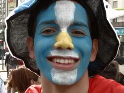 Argentine Soccer Fans In Buenos Aires Prepare For Country's World Cup Final Against Germany Stock Footage