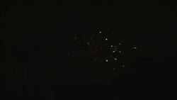 Fireworks explode in the night sky. Stock Footage