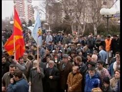 MACEDONIA: SERBS PROTEST AGAINST MASSING OF FOREIGN TROOPS News Clip