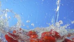 Strawberries Splashing Into Water (Super Slow Motion) Stock Footage