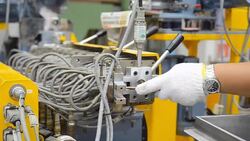 close-up panning: intend to clean extruder machine Stock Footage