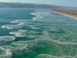  AERIAL TS WS View of dead sea salt formations / Sourn Judea Desert, Israel   Stock Footage