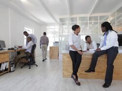 African Business team mates having a casual chat Stock Footage