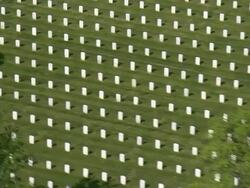 WS AERIAL ZO Shot of Arlington Cemetery / Washington, Dist. of Columbia, United States Stock Footage