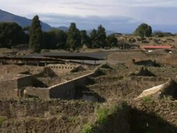 Scenic shots of the ruins of Pompeii and Mt. Vesuvius Stock Footage