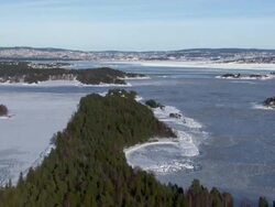 Aerial of Norwegian capital Oslo in winter. Stock Footage
