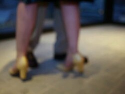 MS R/F Middle aged couple dancing together in hallway of hotel laughing and having fun together / Minneapolis, Minnesota, United States Stock Footage