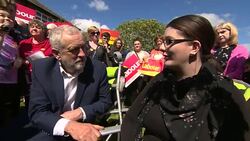 Jeremy Corbyn Speaks to Labour Supporter in Warrington News Clip