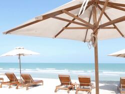 HD Umbrella chair on the beach Stock Footage