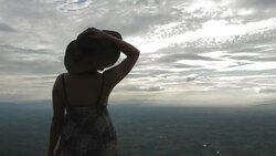 looking at landscape from cliff Stock Footage