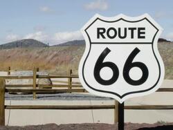 MS Shot of large Route 66 sign board / Williams, Arizona, United States Stock Footage