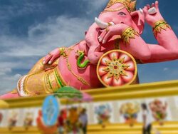 Pink Ganesh largest, Chachoengsao, Thailand. Stock Footage