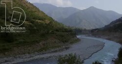 Swat river at sunset Stock Footage