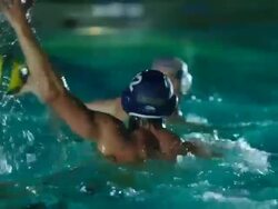 MS R/F SLO MO View of waterpolo game / Riverside, California, United States Stock Footage