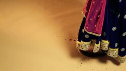Bride entering home with her footprints on the floor, Delhi, India Stock Footage