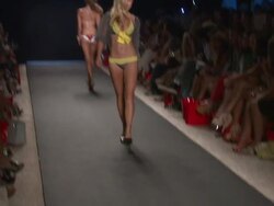 Models walk the runway during the Beach Bunny swimwear 2012 show Stock Footage