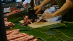 Pork liver spliting Stock Footage