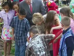 Katie Couric, Gary E. Knell, Elmo and participants at the Katie Couric and Sesame Street Muppets - When Families Grieve at New York NY. (Footage by WireImage Video/GettyImages) Stock Footage