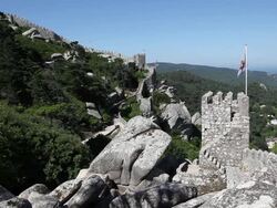 Sintra, Castle of the Moors (Castelo dos Mouros), view of the inner walls, Sintra  Stock Footage