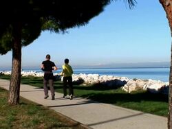 HD: Jogging On The Beach Stock Footage