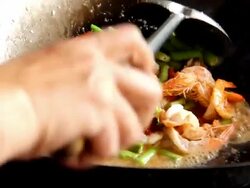 Shrimp chilli curry yard long bean. Stock Footage