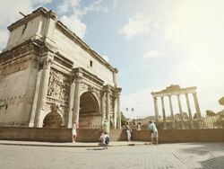 Arch of Septimius Severus in The Roman Forum Stock Footage