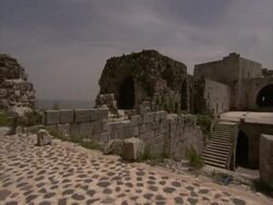 Pan right across ancient ruins, Syria (sound available) Stock Footage