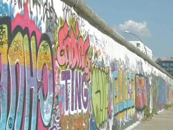 Berlin Wall, Grafitti, Murals, PAN Stock Footage