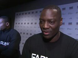INTERVIEW: Adewale Akinnuoye-Agbaje on how the story being autobiographical and rumours of him playing Black Panther at Farming Interviews at Cineworld O2 Arena on April 27, 2012 in London, England. Stock Footage