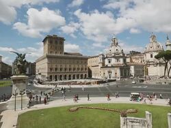 view on Piazza Venezia from Vittorio Emanuele Monument Stock Footage
