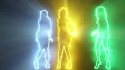Three sexy girls dancing in colored outline Stock Footage
