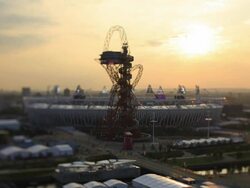 Time-lapse Olympic Tilt-Shift Sunset Stock Footage