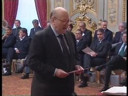 File of Italian Foreign Minister Ruggiero who has resigned. News Clip