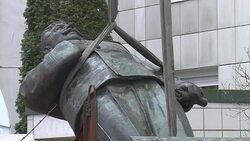 CLEAN : Stalin The Red God statue in Berlin News Clip