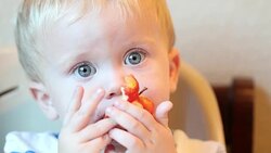 Toddler Eating an Apple Stock Footage