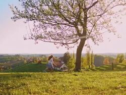 SLO MO Joyful girl on the meadow Stock Footage