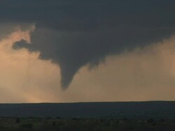 WS View of tornado tracking along ridge with sunrays / Turkey, Texas, United States Stock Footage