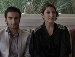 INTERVIEW: Ranveer Singh and Anushka Sharma on first impressions after seeing the script at The Ladies vs. Ricky Bahl Interview 8th Dubai International Film Festival 2011 UAE on December 8th 2011 Stock Footage